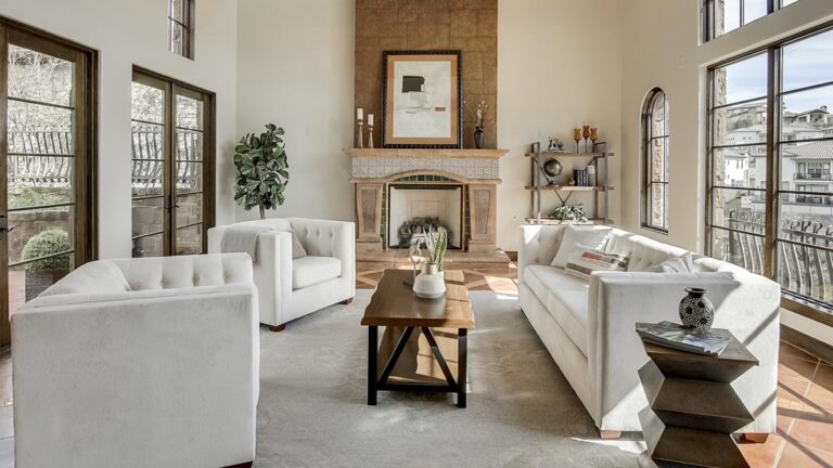 professionally staged living room for real estate sale